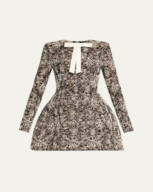Courtney Floral Lace Fit-&-Flare Mini Dress